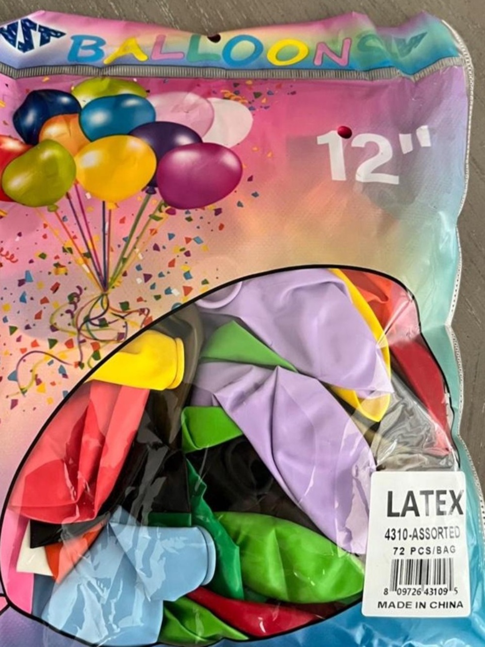 12" inch latex party balloons in assorted colors 72 pieces